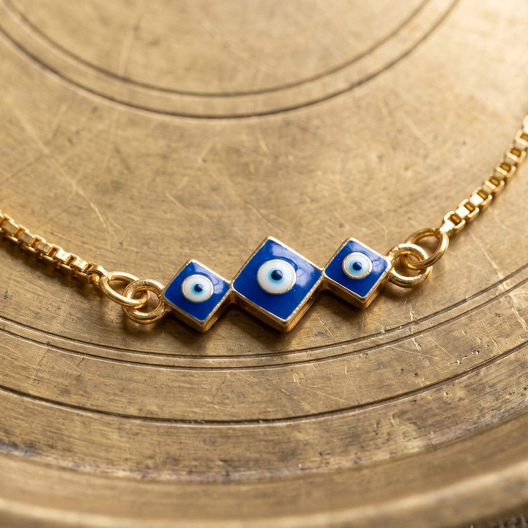 trueBrowns Blue Diamond Evil Eye Bracelet Rakhi