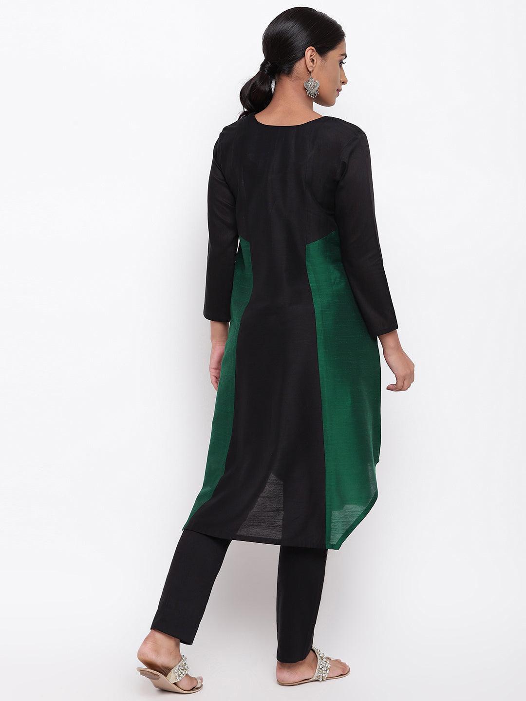 Silk Blend Panelled Kurta-Pant - trueBrowns