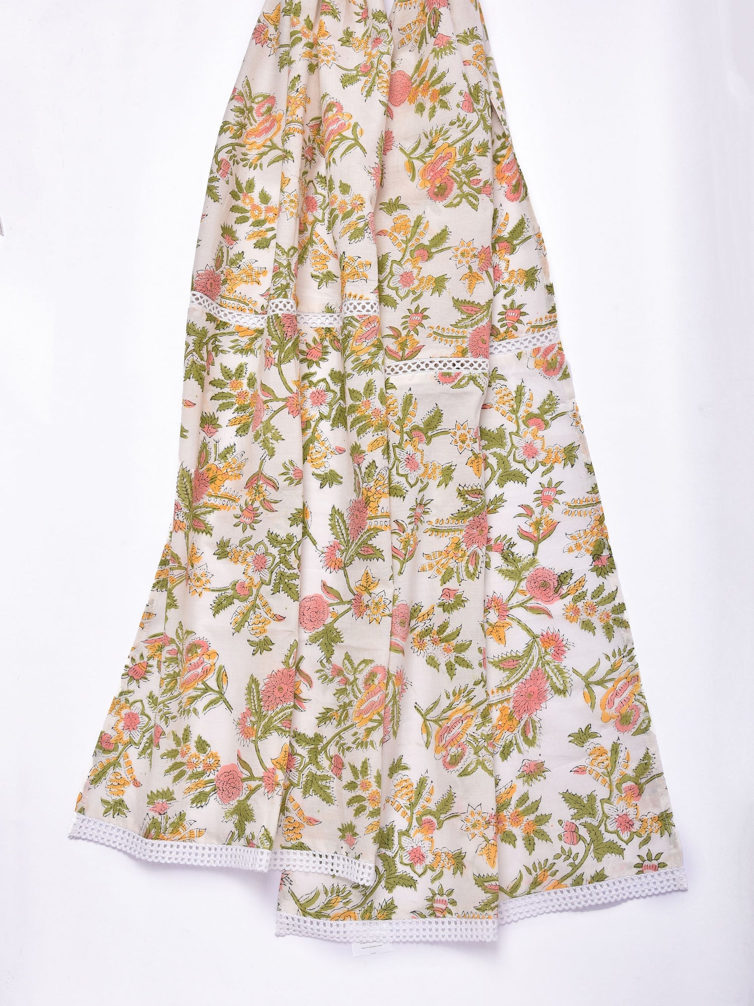 White Overall Block Print Cotton Stole