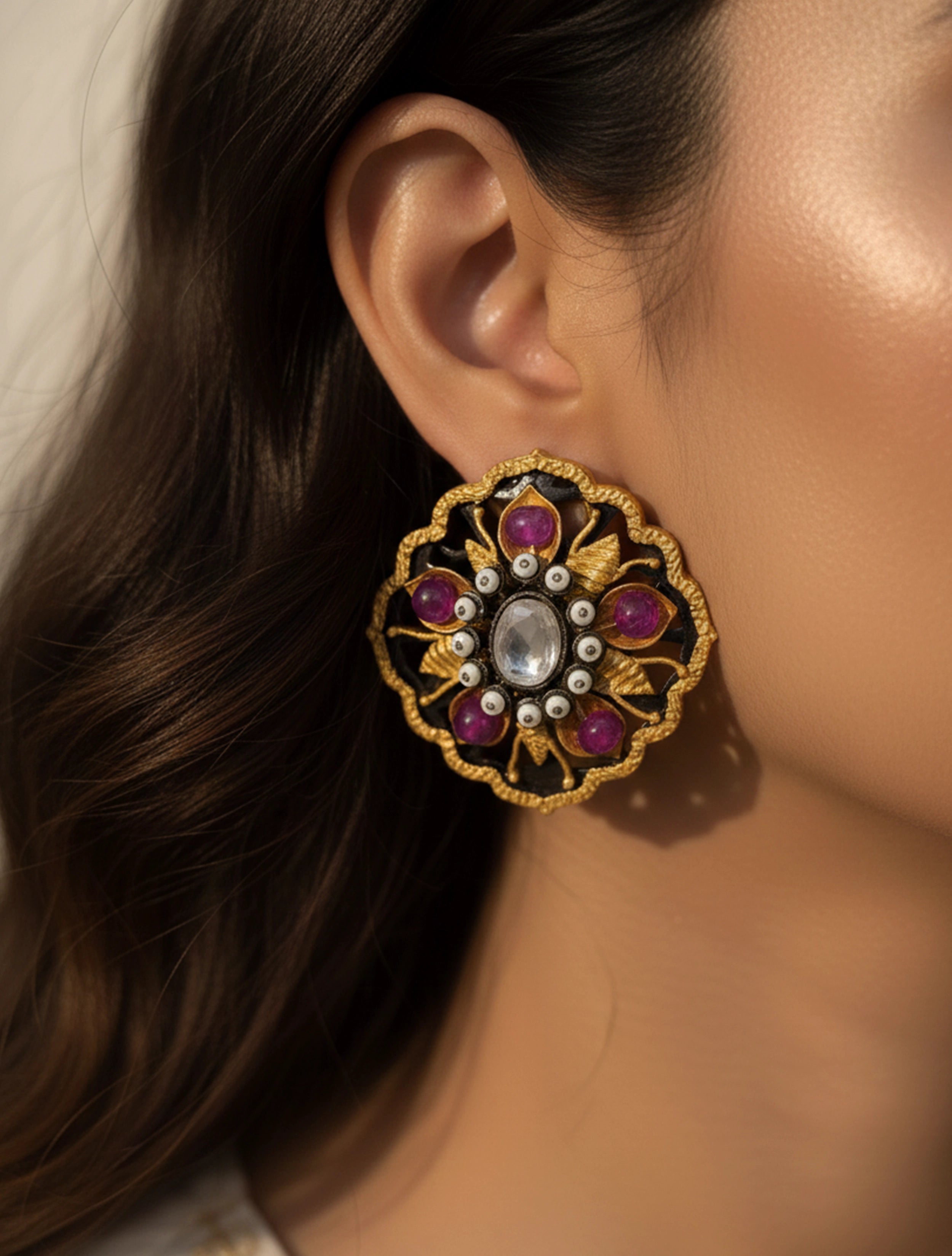 trueBrowns Royal Floral Studs Earrings