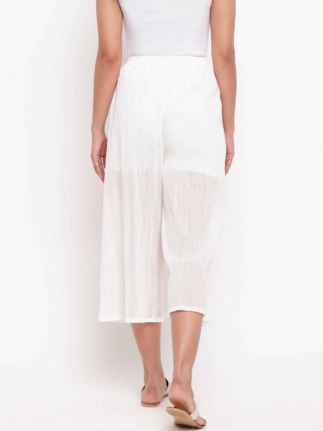 White Crinkled Palazzo - trueBrowns