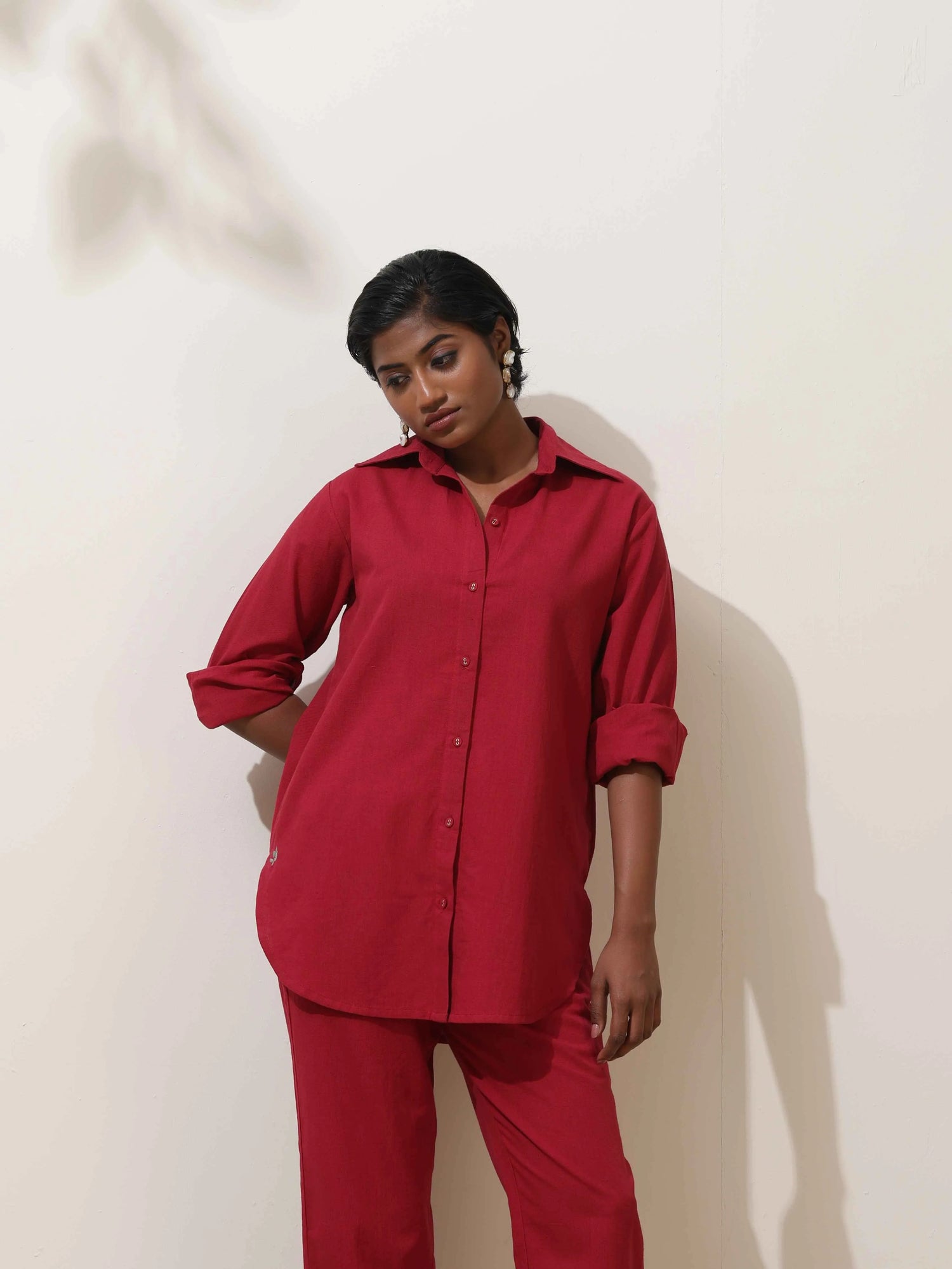 trueBrowns Maroon Cotton Co-Ord Set