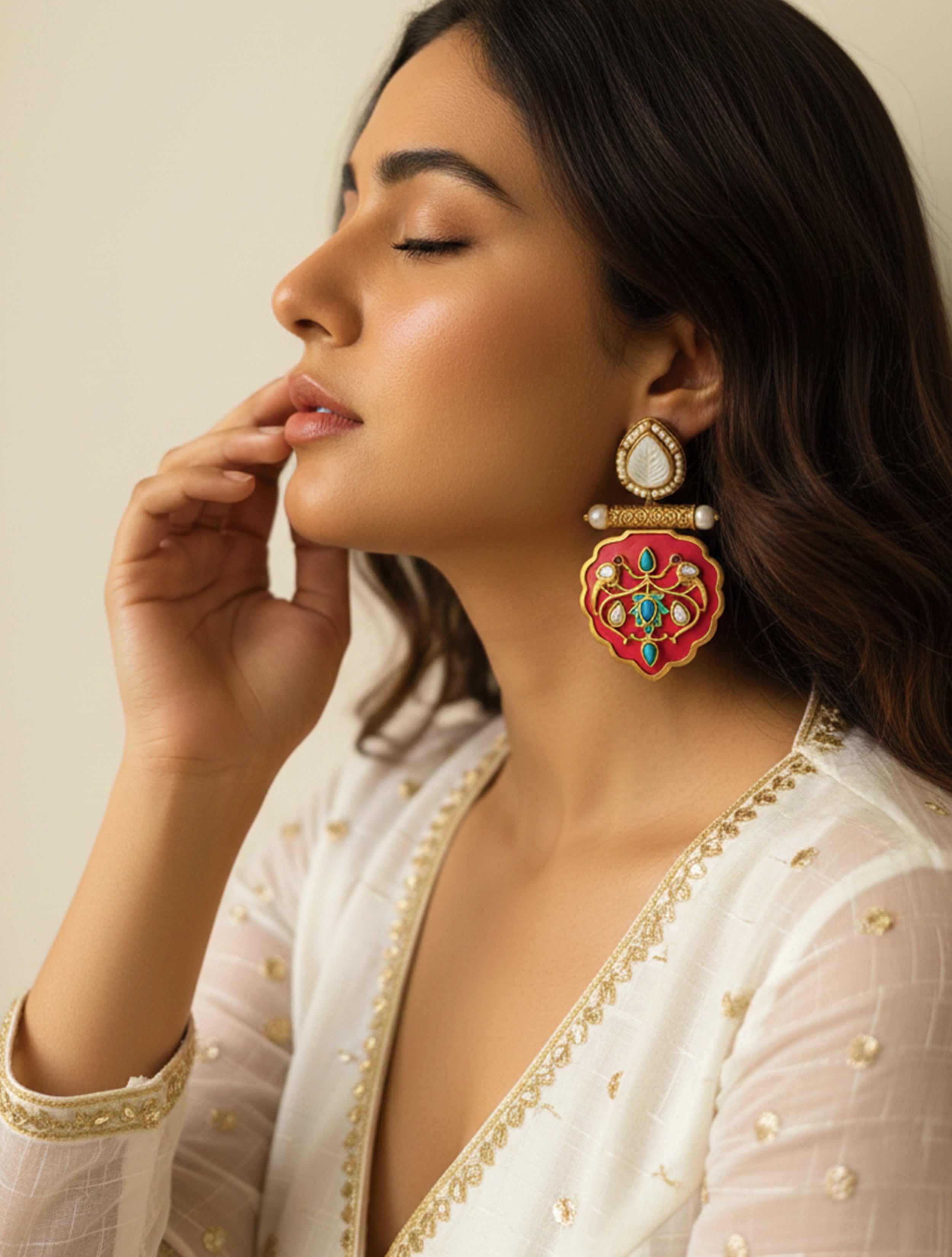 trueBrowns Red Drop Earrings