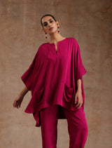 Pink Modal Boxy Fit High-Low Co-Ord Set