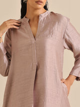 Grey Silk Texture Relaxed Co-Ord Set