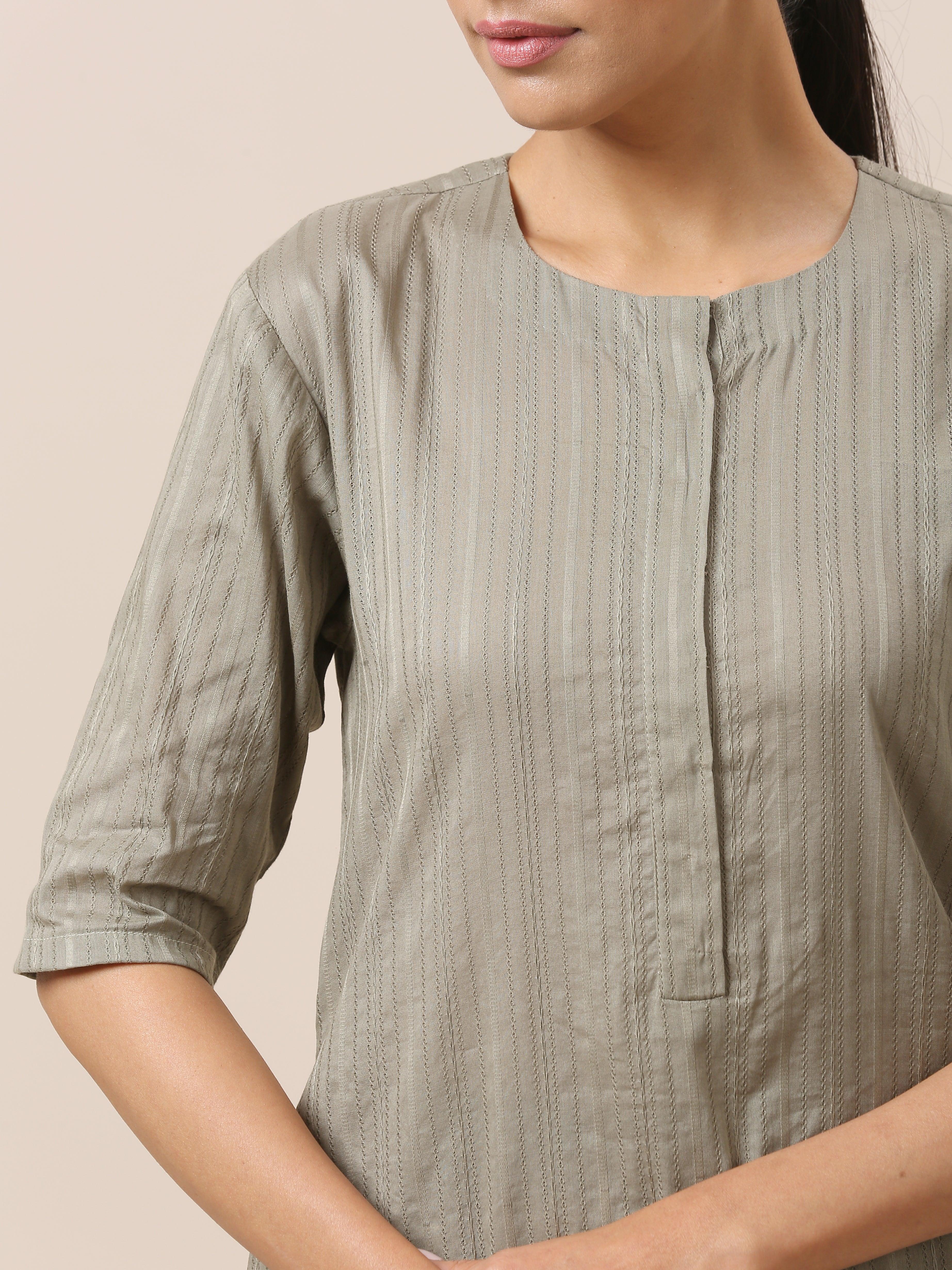 Cotton Olive Green Short Co-Ord Set - trueBrowns