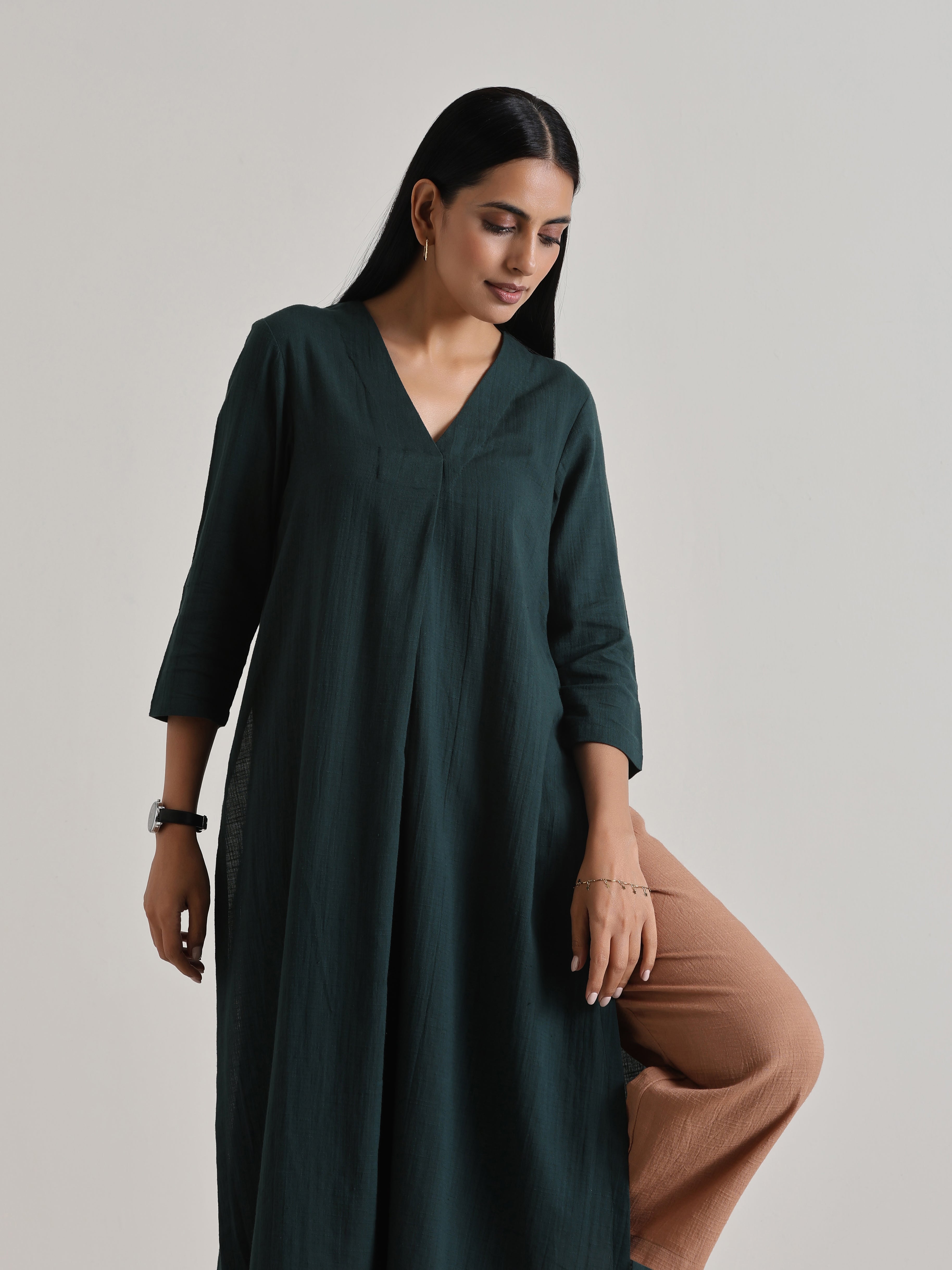 Dark Green Kurta Pant Set