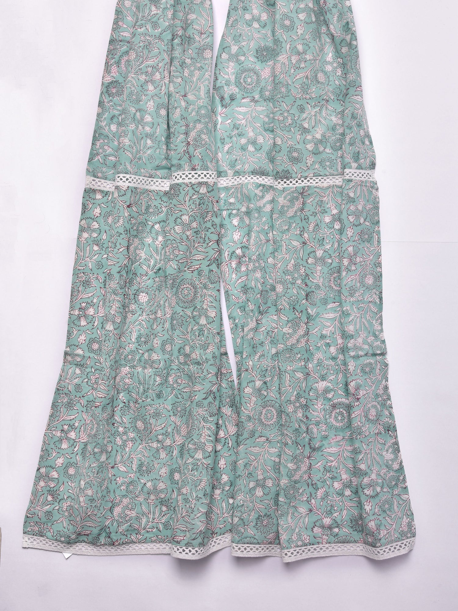 Tiffany Blue Floral Print Cotton Stole