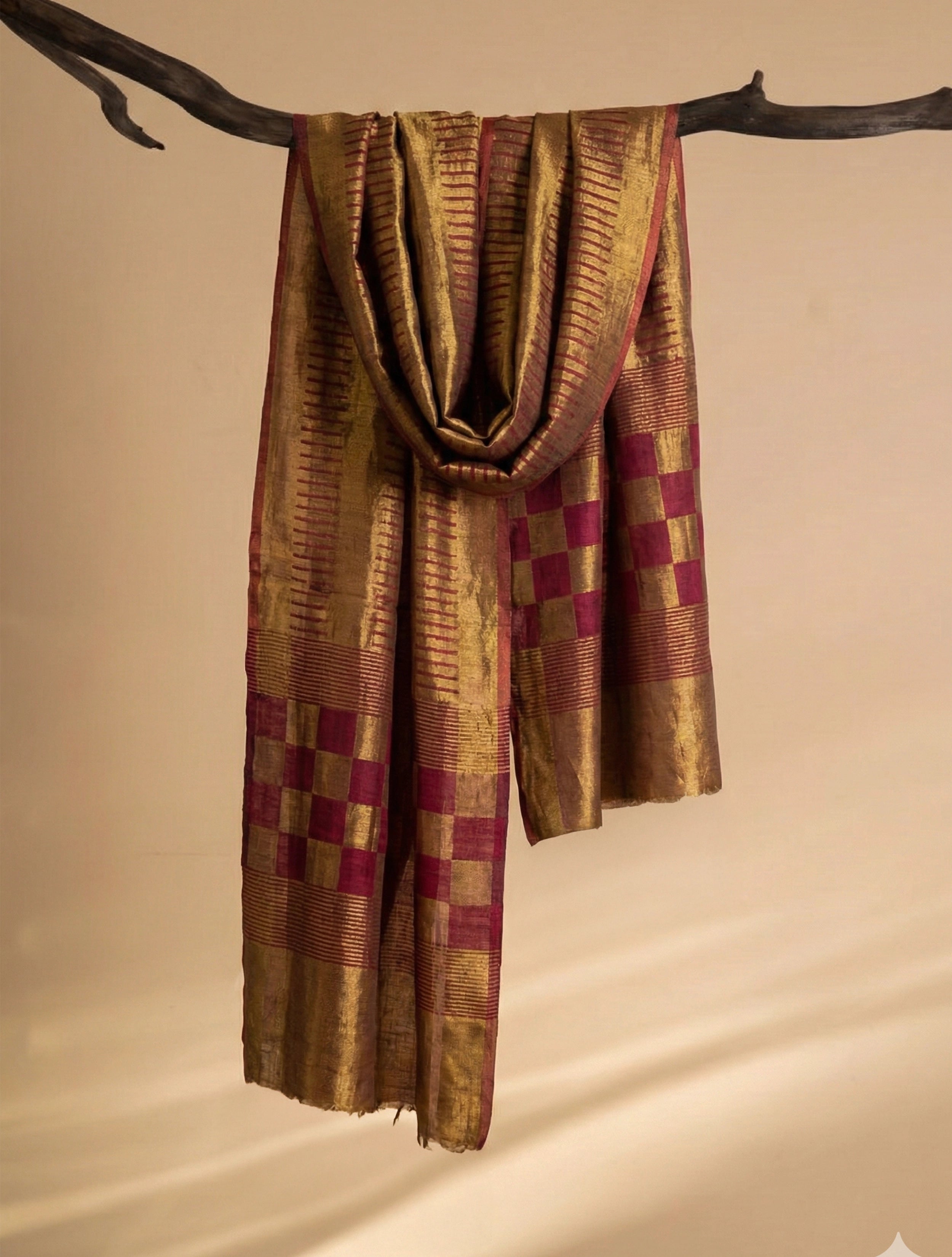 trueBrowns Maroon Golden Reversible Woollen Stole