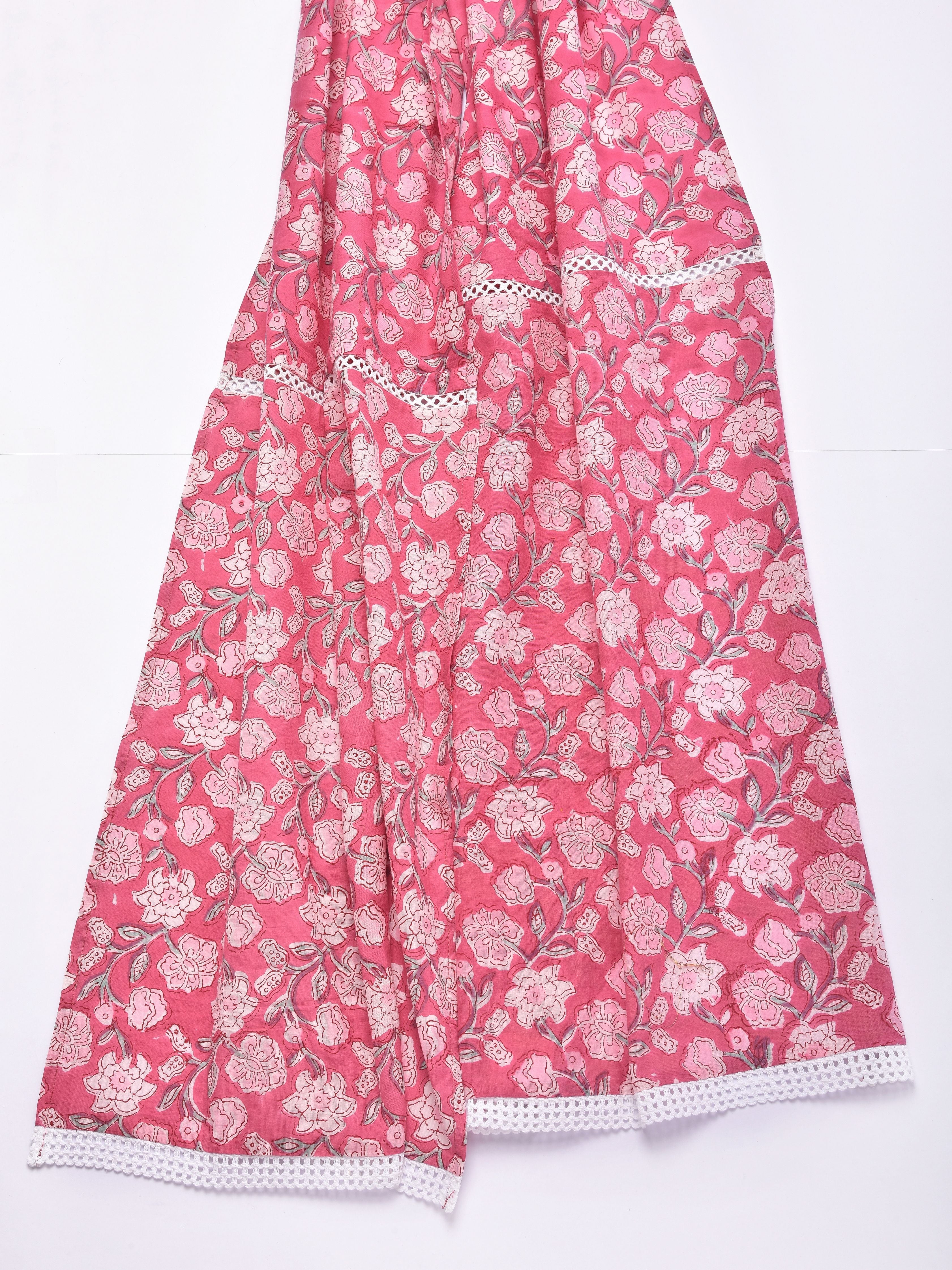 Pink Overall Block Print Cotton Stole
