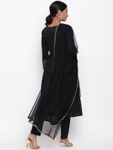 Black Embellished Sleeve Kurta-Pant-Dupatta - trueBrowns
