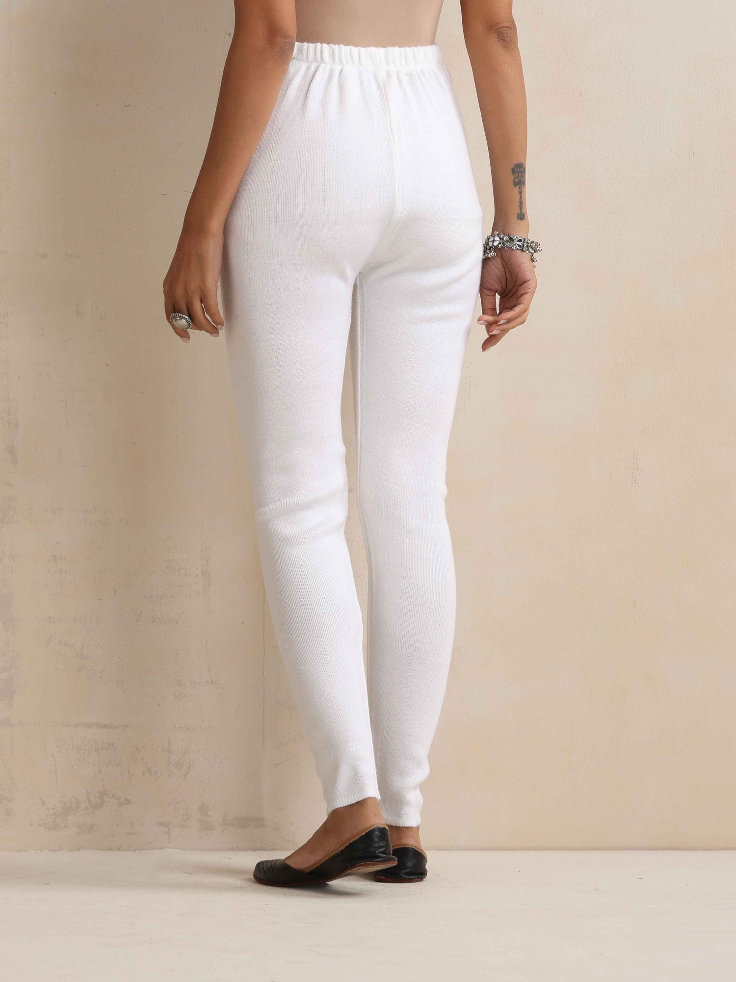 Woollen Leggings TrueBrowns White Woollen Leggings