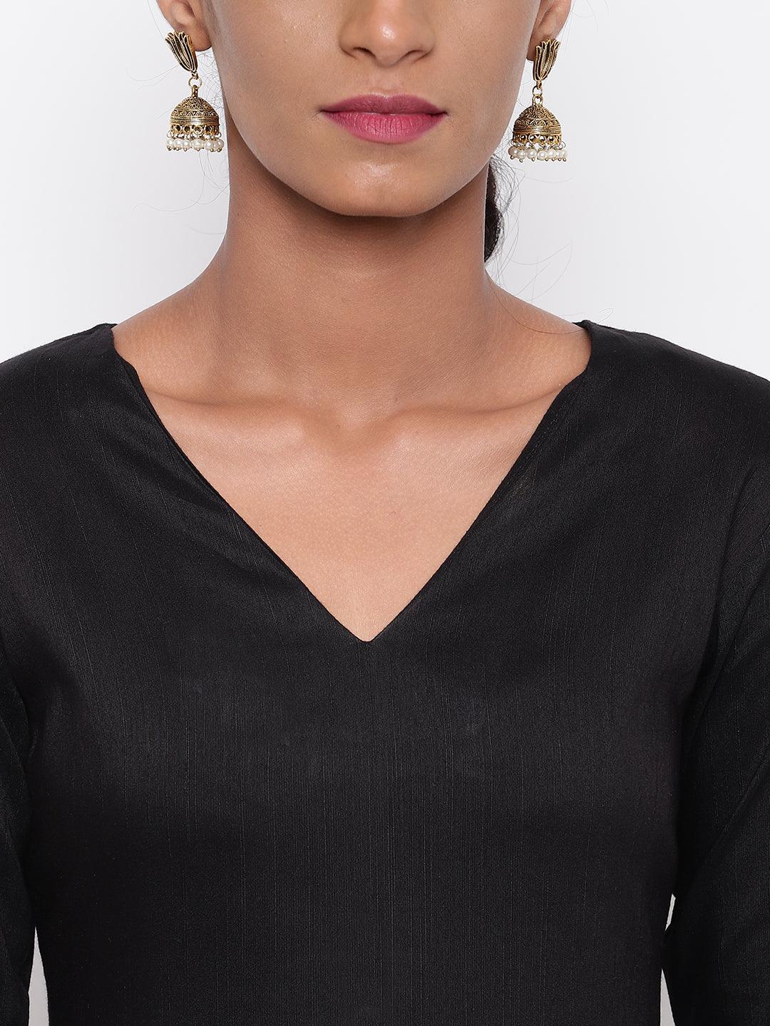 Black Embellished Sleeve Kurta-Pant - trueBrowns