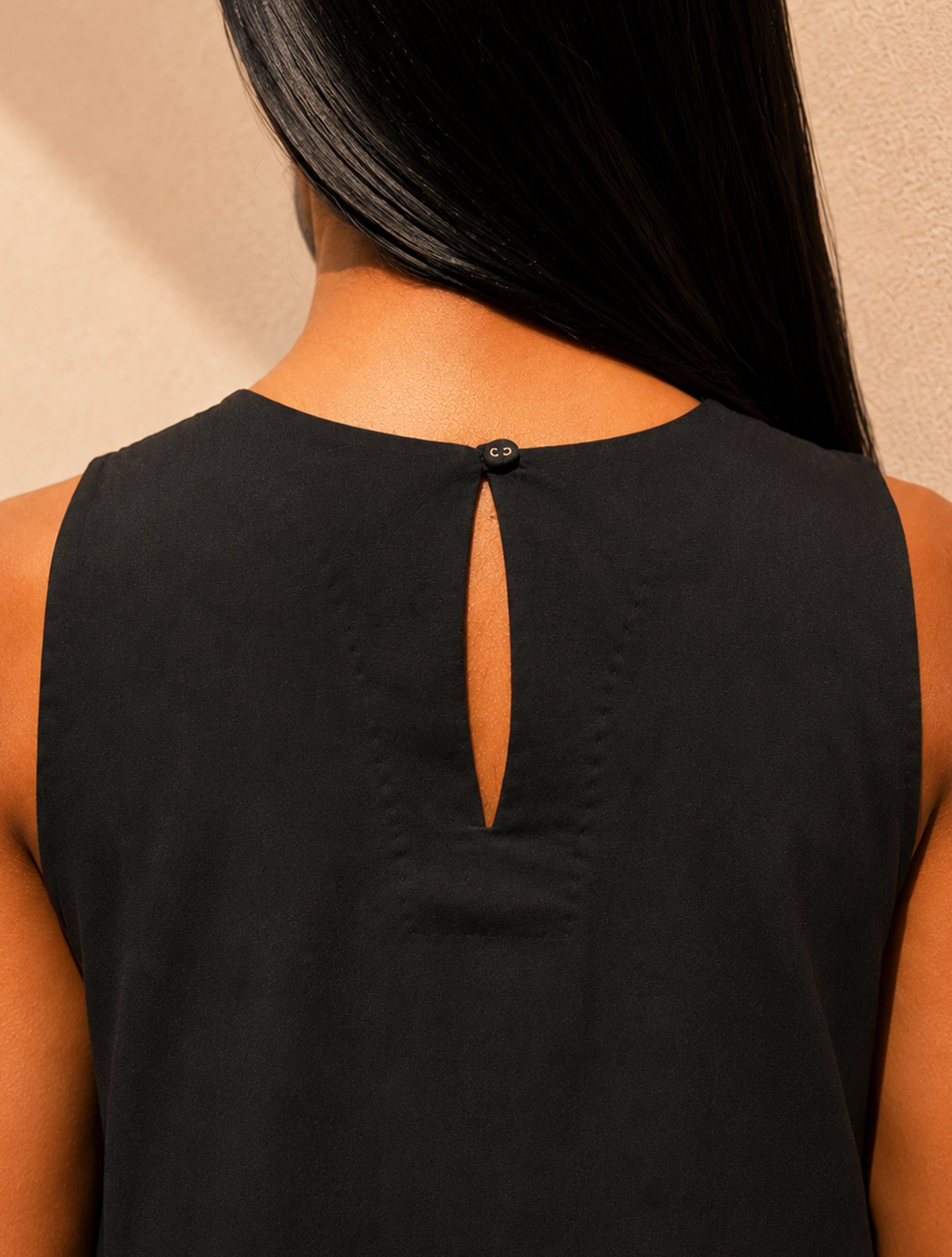 trueBrowns Black Solid Viscose Sleeveless Co-Ord Set