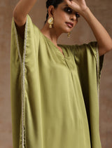 Light Green Modal Satin Kaftan Kurta Set