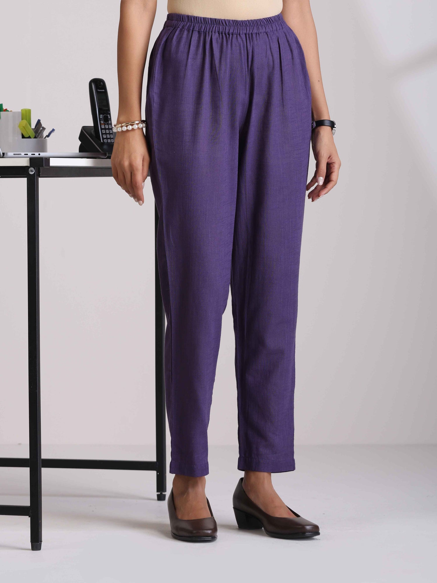 trueBrowns Purple Cotton Relaxed Co-ord Set