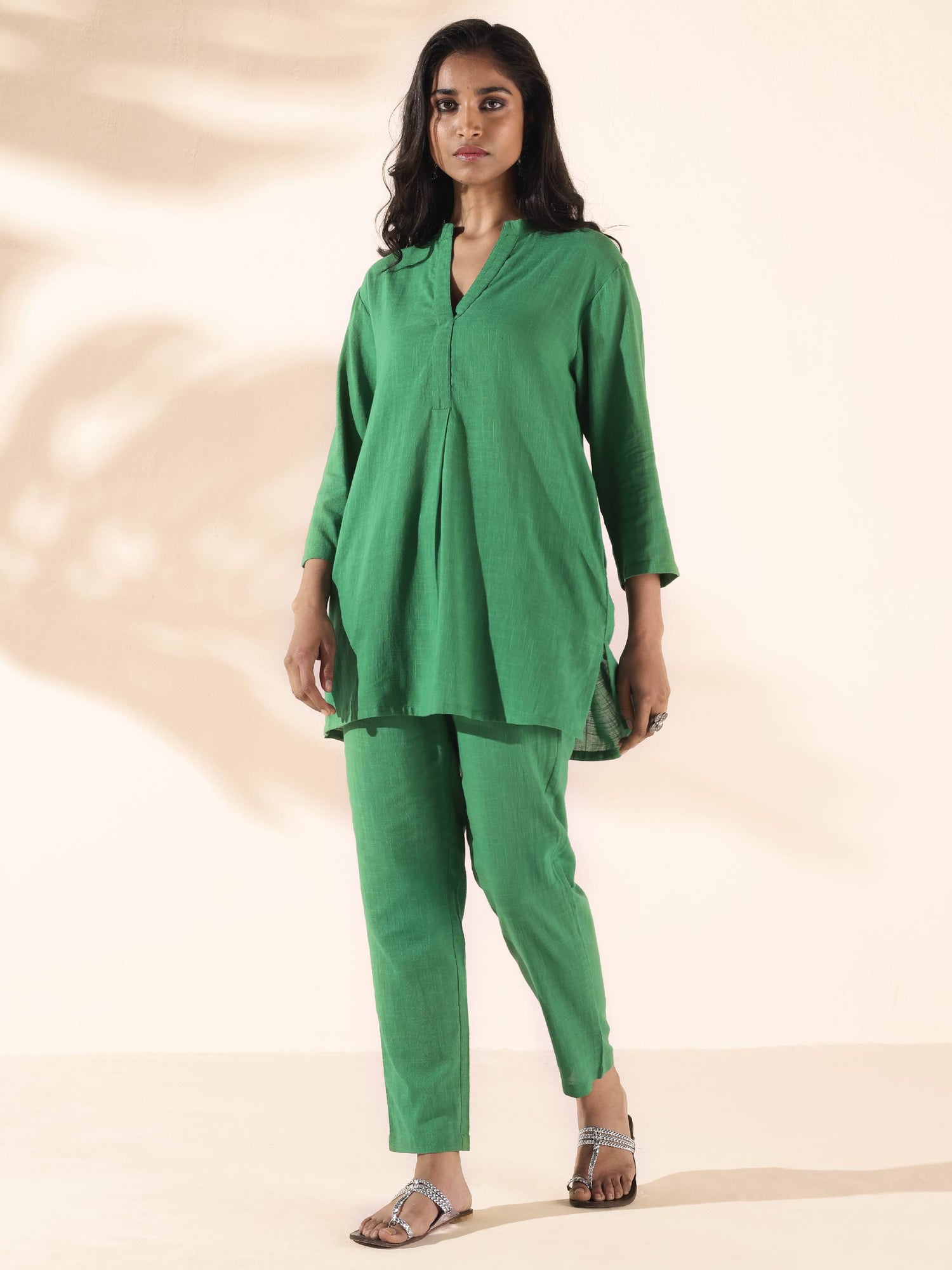 trueBrowns Green Cotton Relaxed Co-ord Set