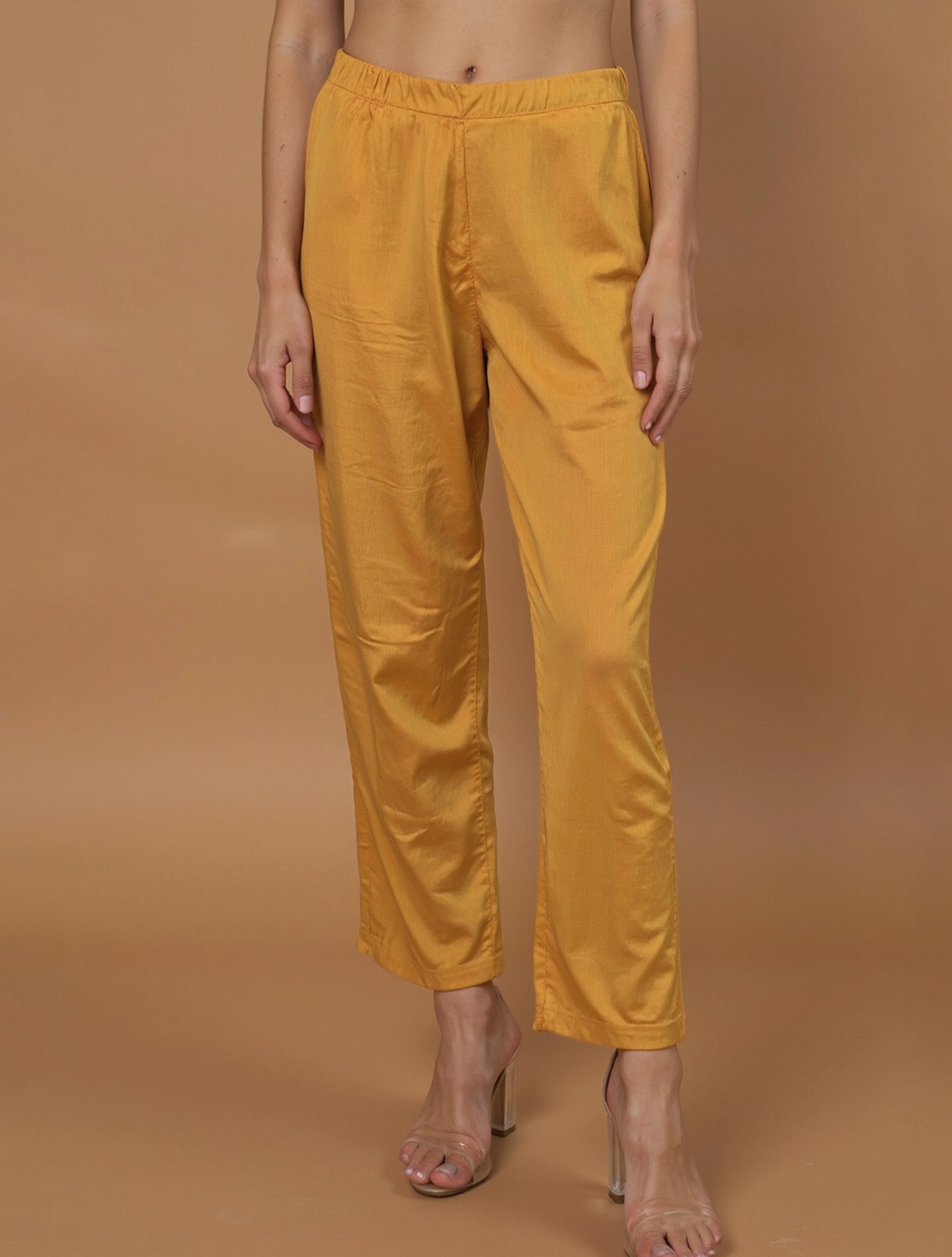 trueBrowns Yellow Floral V-Neck Emb Straight Kurta Pant Dupatta Set