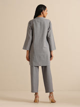 Steel Blue Khadi Relaxed Co-Ord Set