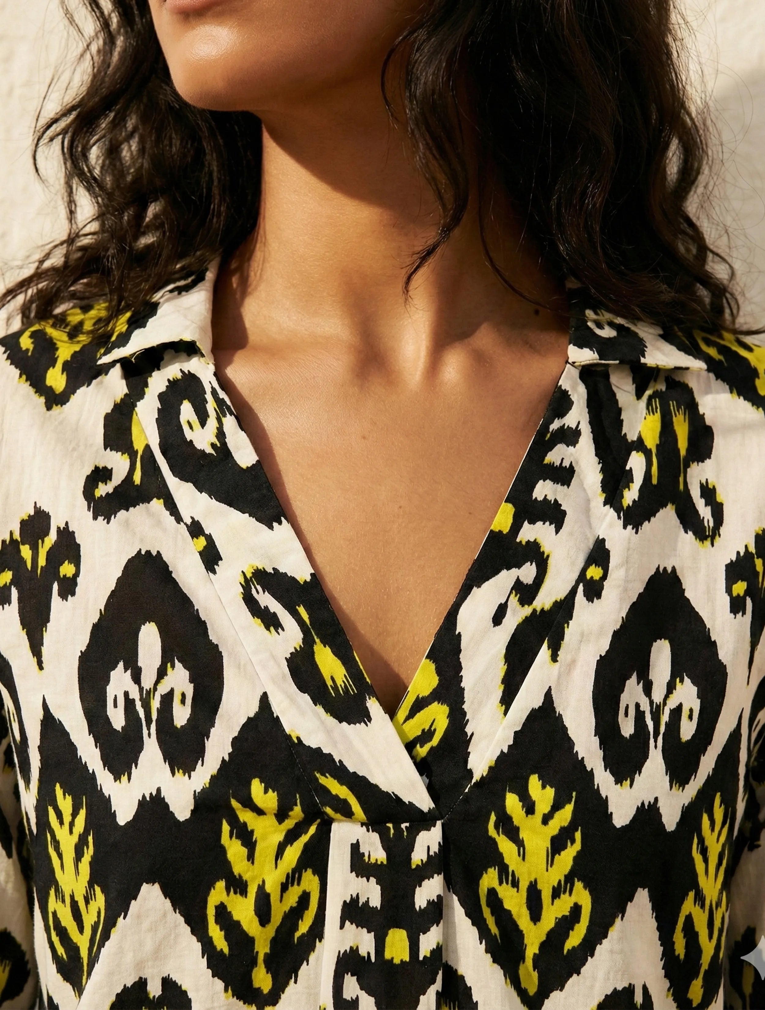 trueBrowns Black White Ikat Print Cotton Co-Ord Set