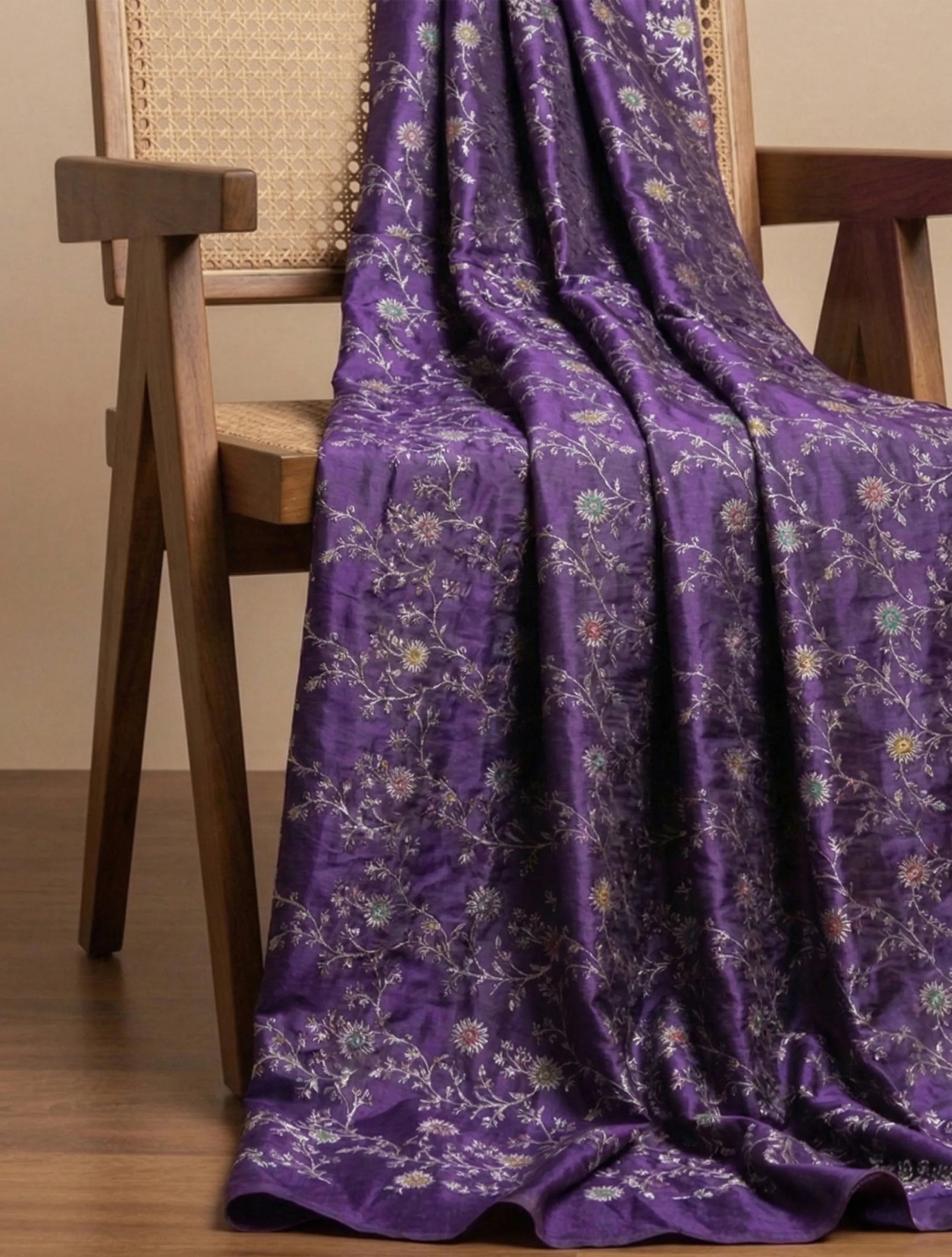 trueBrowns Purple Rose Brocade Dupatta