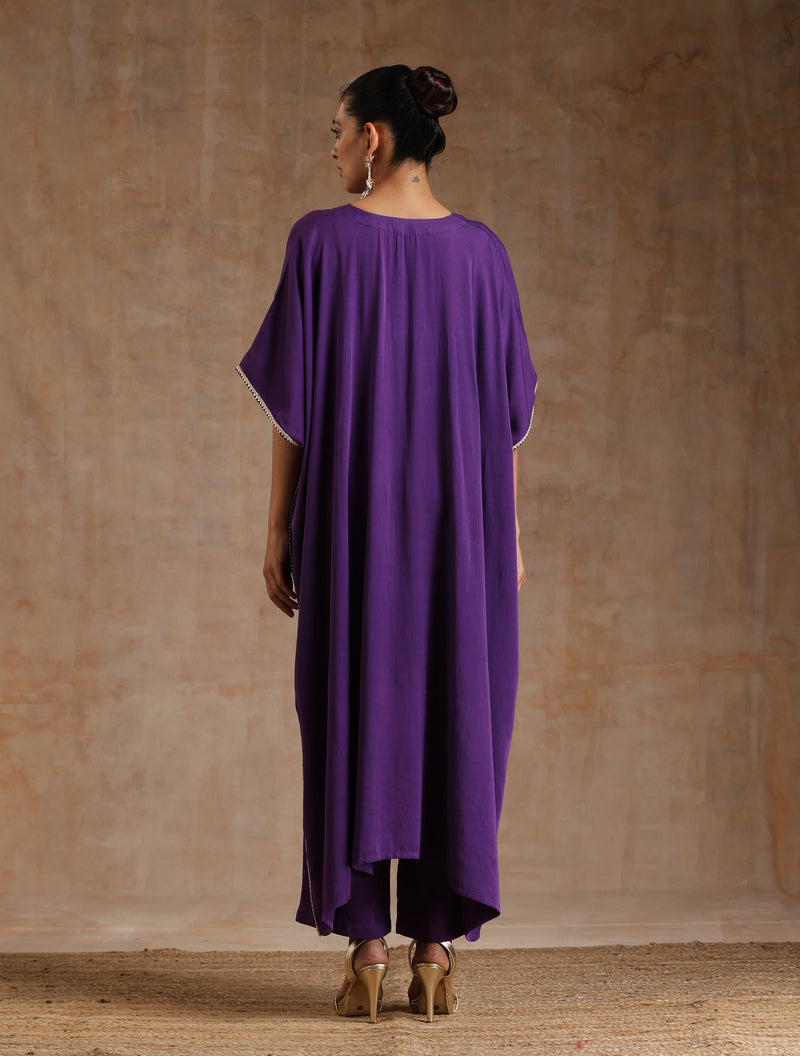 Violet Modal Satin Kaftan Kurta Set
