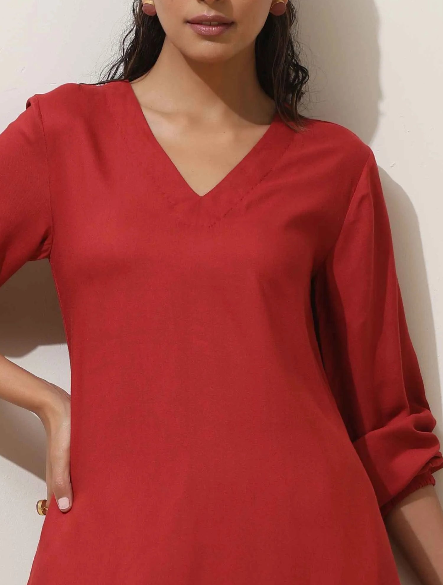 trueBrowns Maroon Viscose Co-ord Set