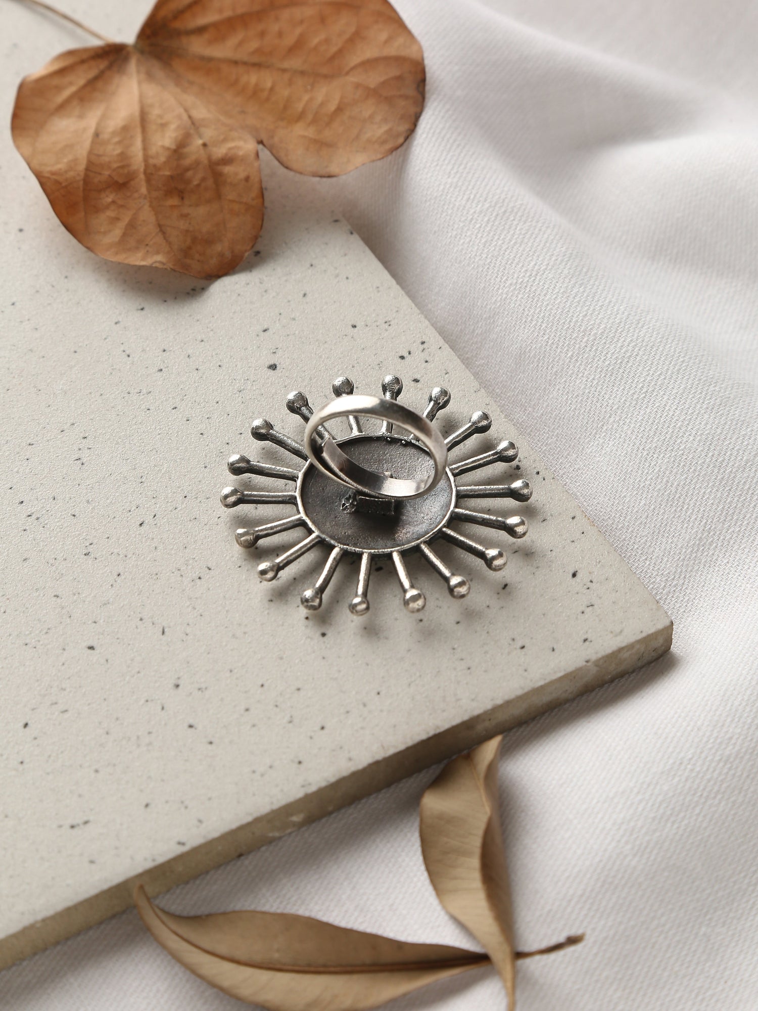 Silver-Plated Coin Detail Ring