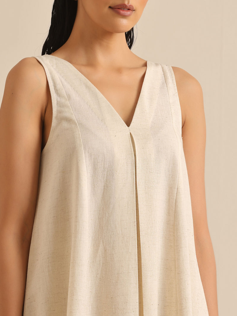 Off-White Sleeveless Kurta Pant Set