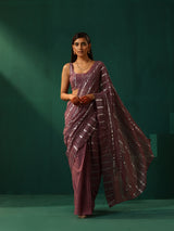 trueBrowns Mauve Cotton Silver Lurex Sleeveless Blouse