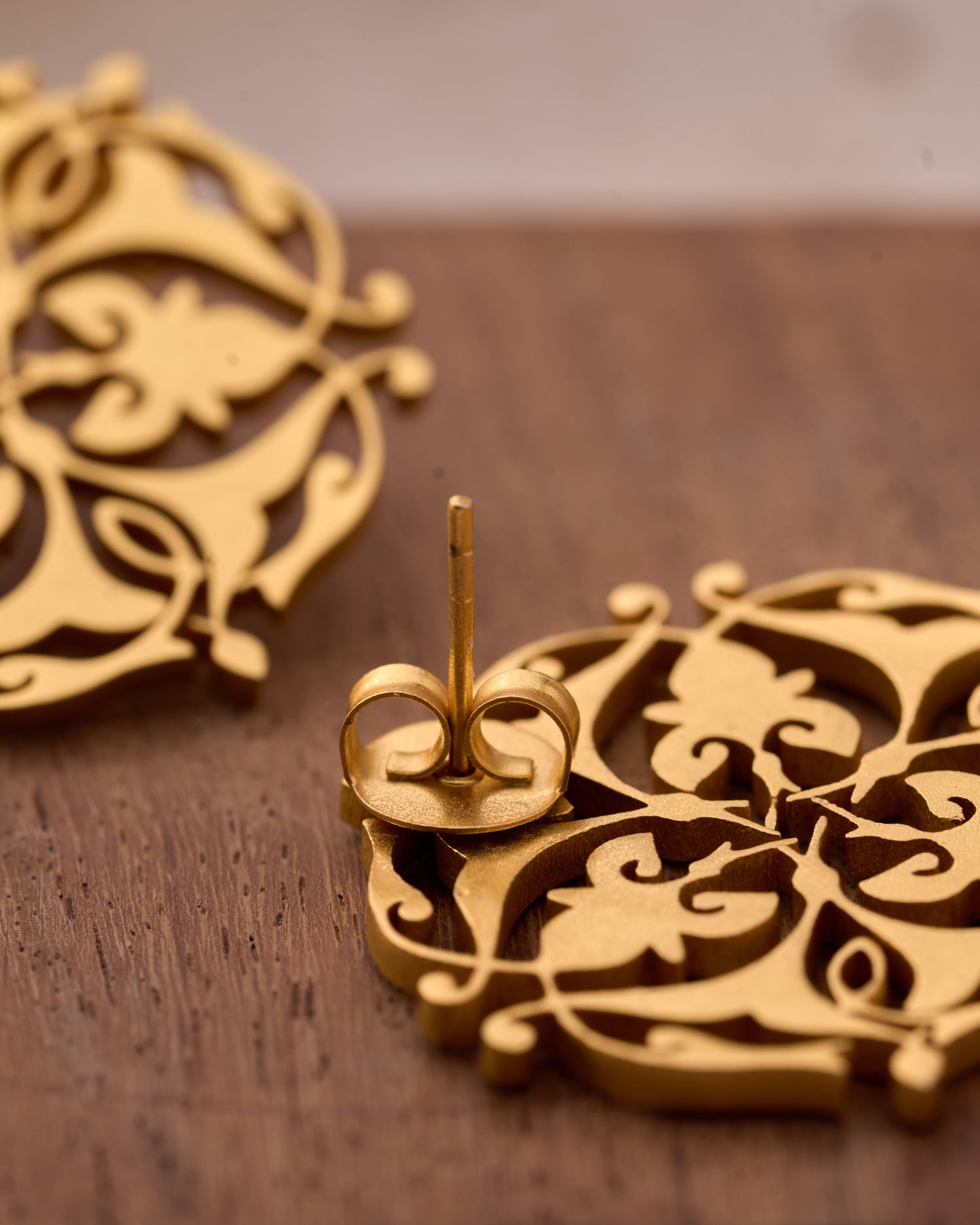 trueBrowns 22K Gold-Plated Leaf Earrings