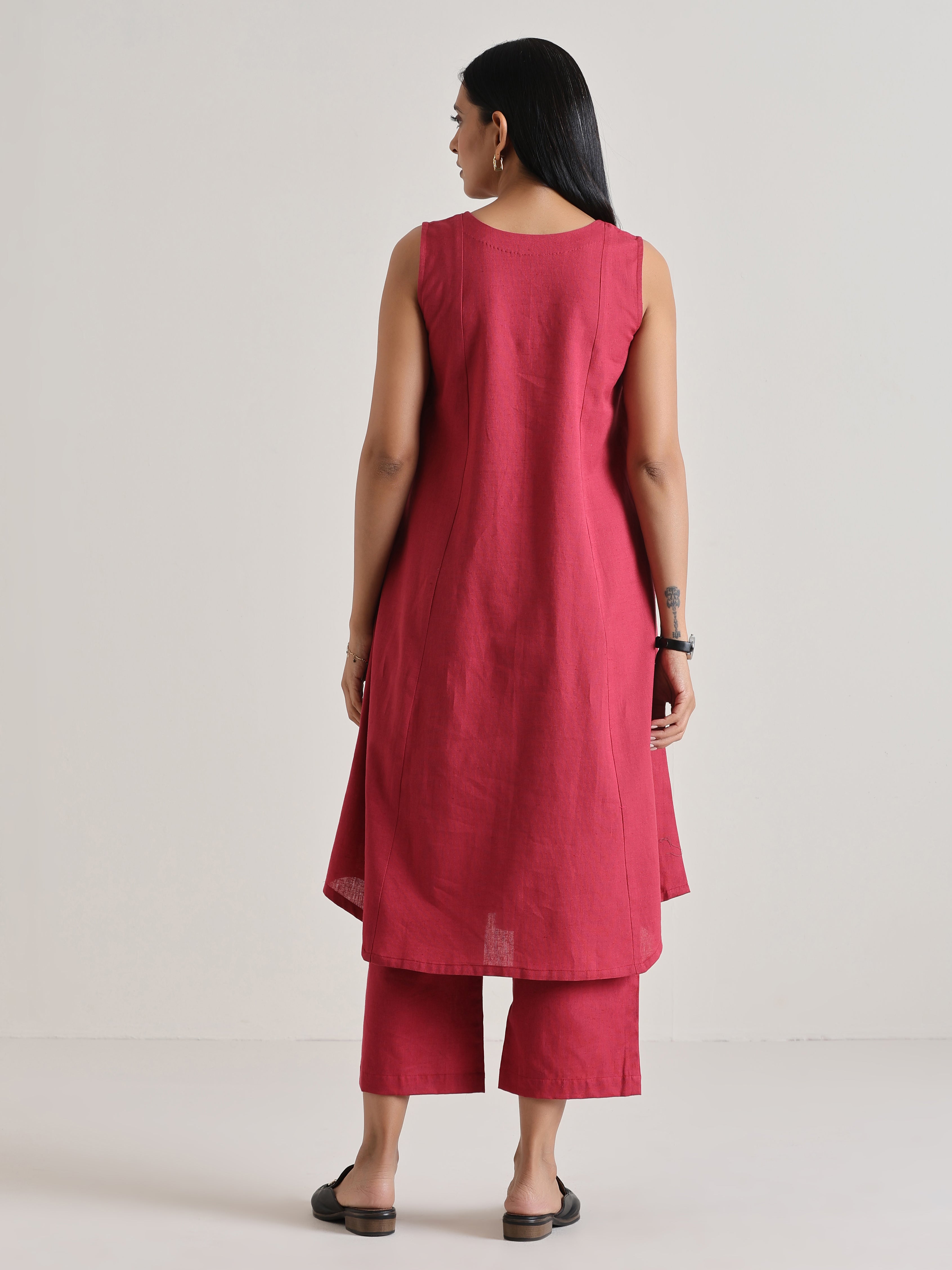 Honey Red Panelled Co-ord Set