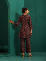 trueBrowns Black Diamond Muslin Silk Printed Co-ord Set