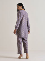 Plum Grey Foil Short Co-Ord Set