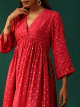 trueBrowns Pink Square Viscose Silk Kurta Pant Set