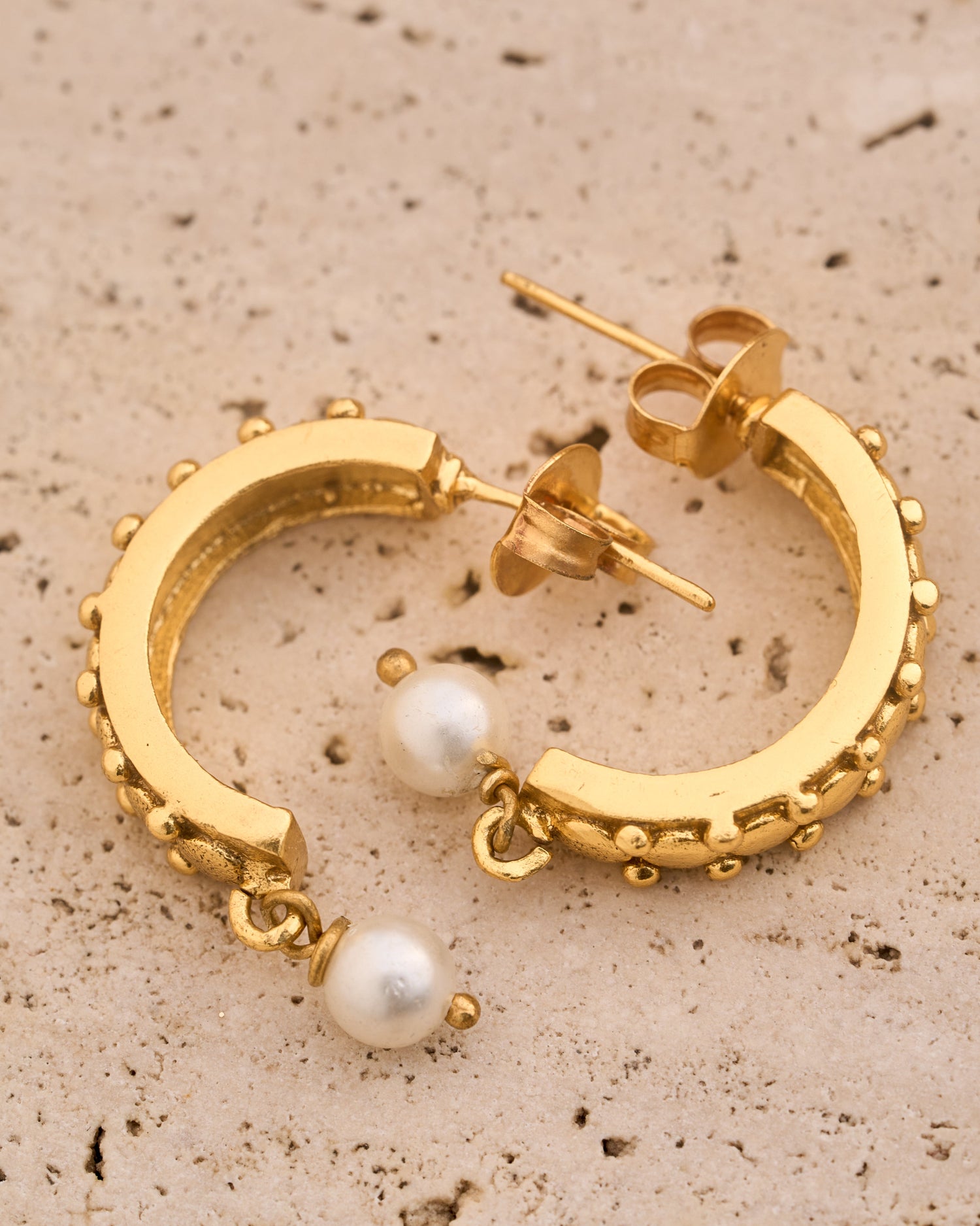 trueBrowns 22K Gold-Plated Pearl Drop Earrings