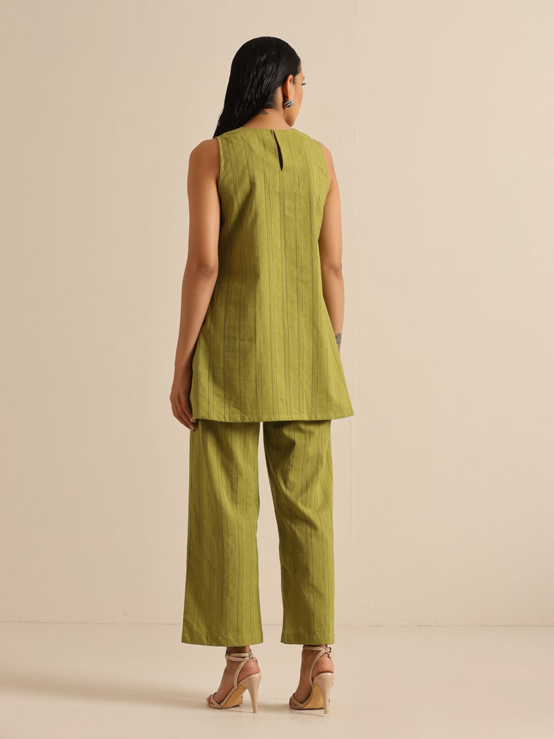 Green Dobby Sleeveless Co-Ord Set