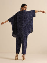 Blue Bandhani Silk Printed Boxy Fit Co-Ord Set