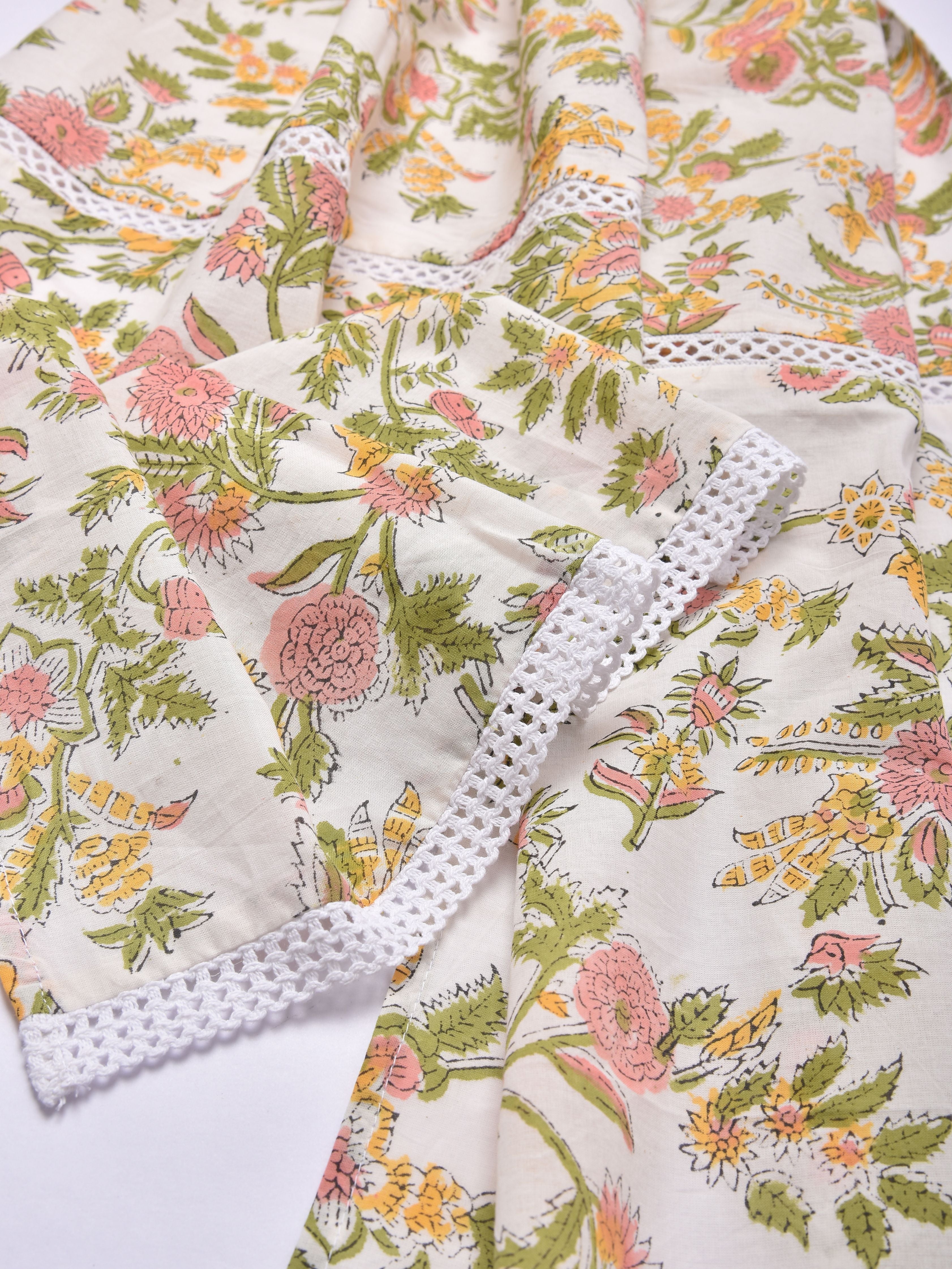 White Overall Block Print Cotton Stole