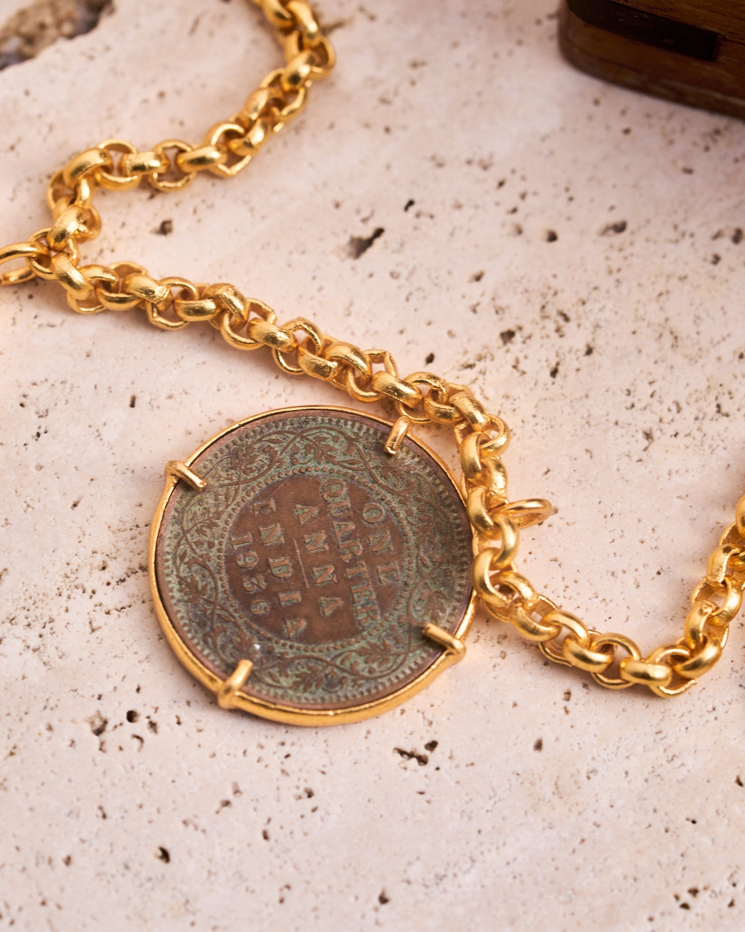 trueBrowns 22K Gold-Plated Coin Necklace