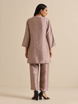 Grey Silk Texture Relaxed Co-Ord Set