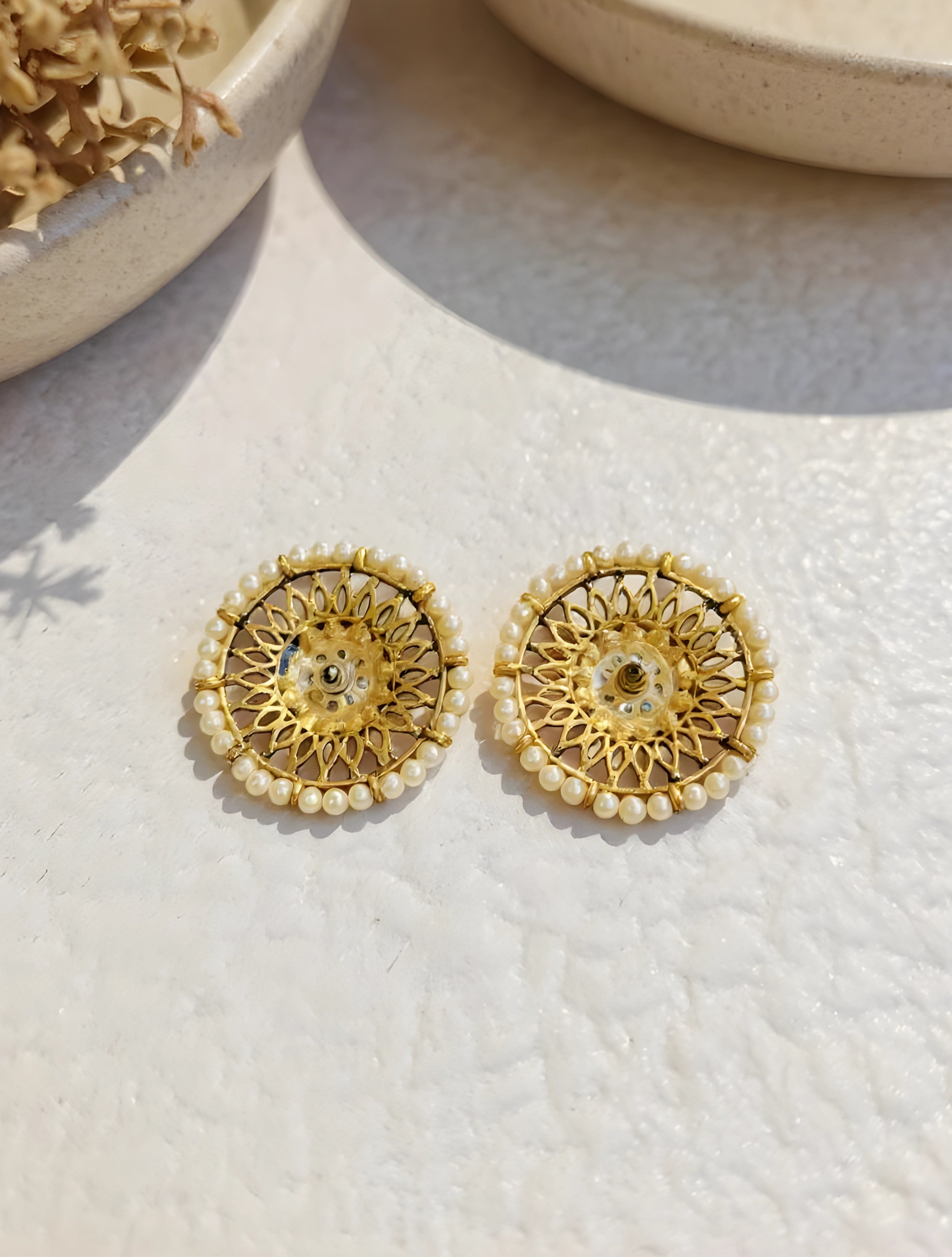 trueBrowns Blue Pearl Stud Earrings