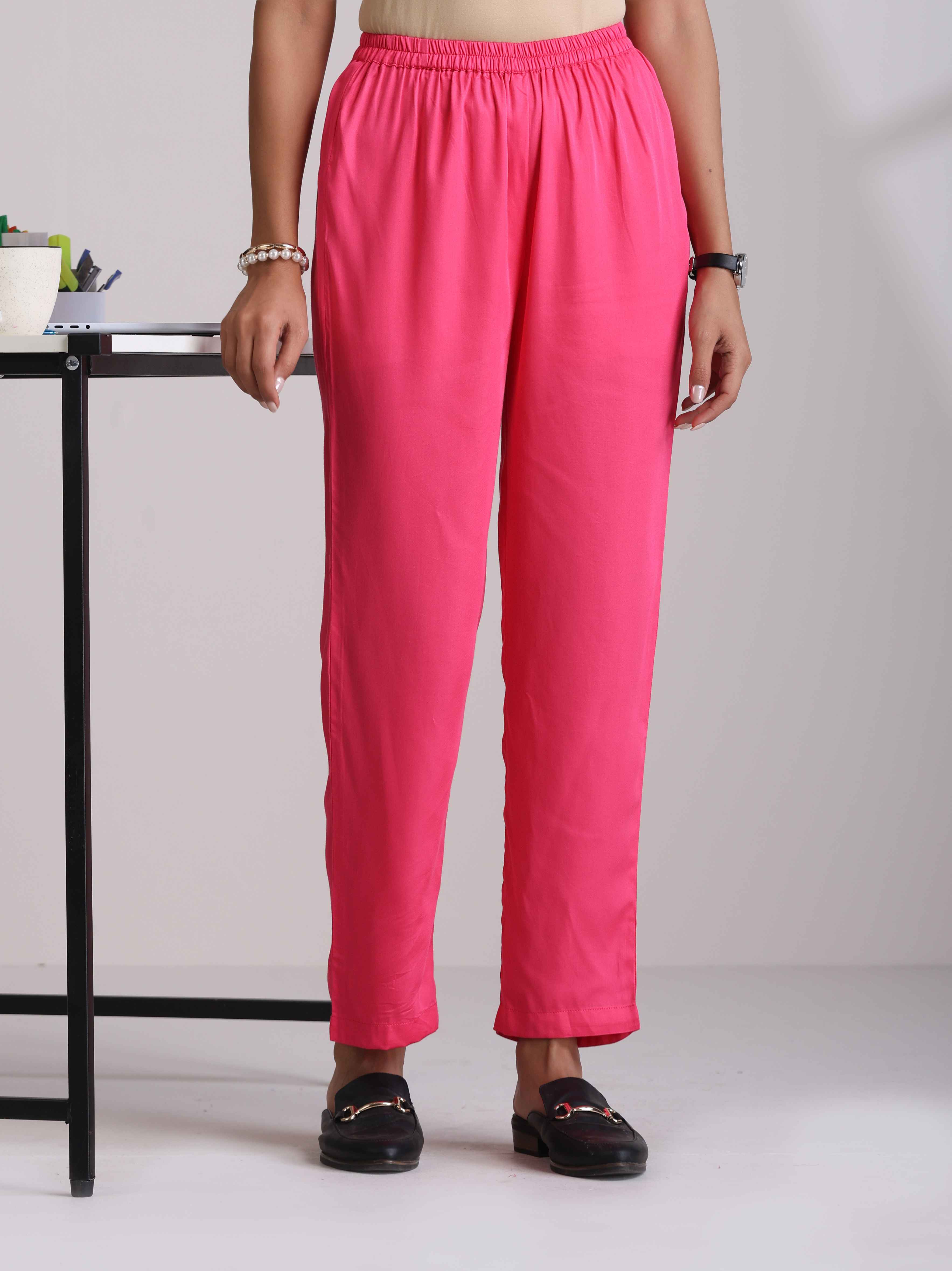 trueBrowns Pink Modal Round Neck Kurta Co-ord Set