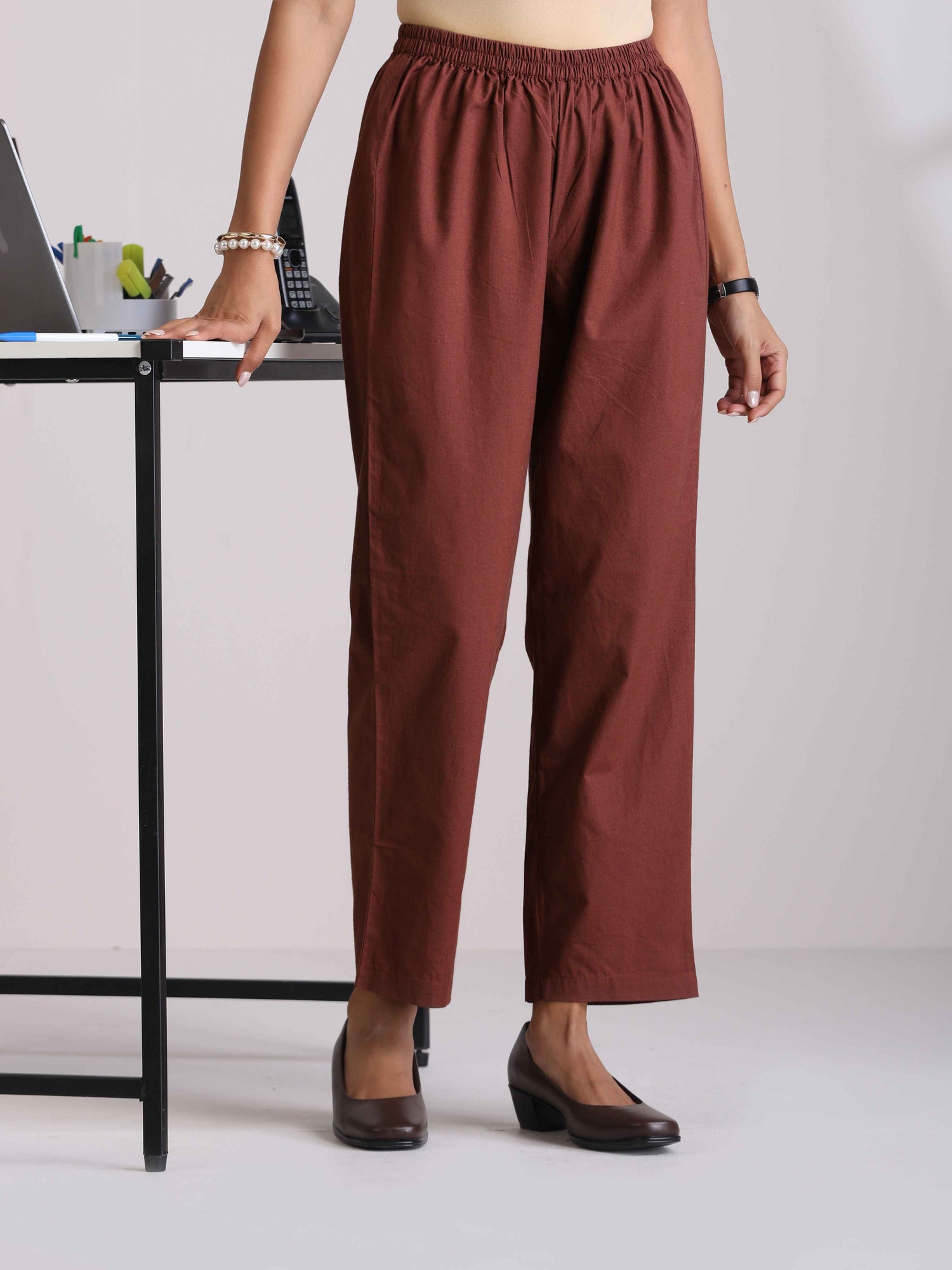 trueBrowns Brown Cotton Dobby Co-ord set
