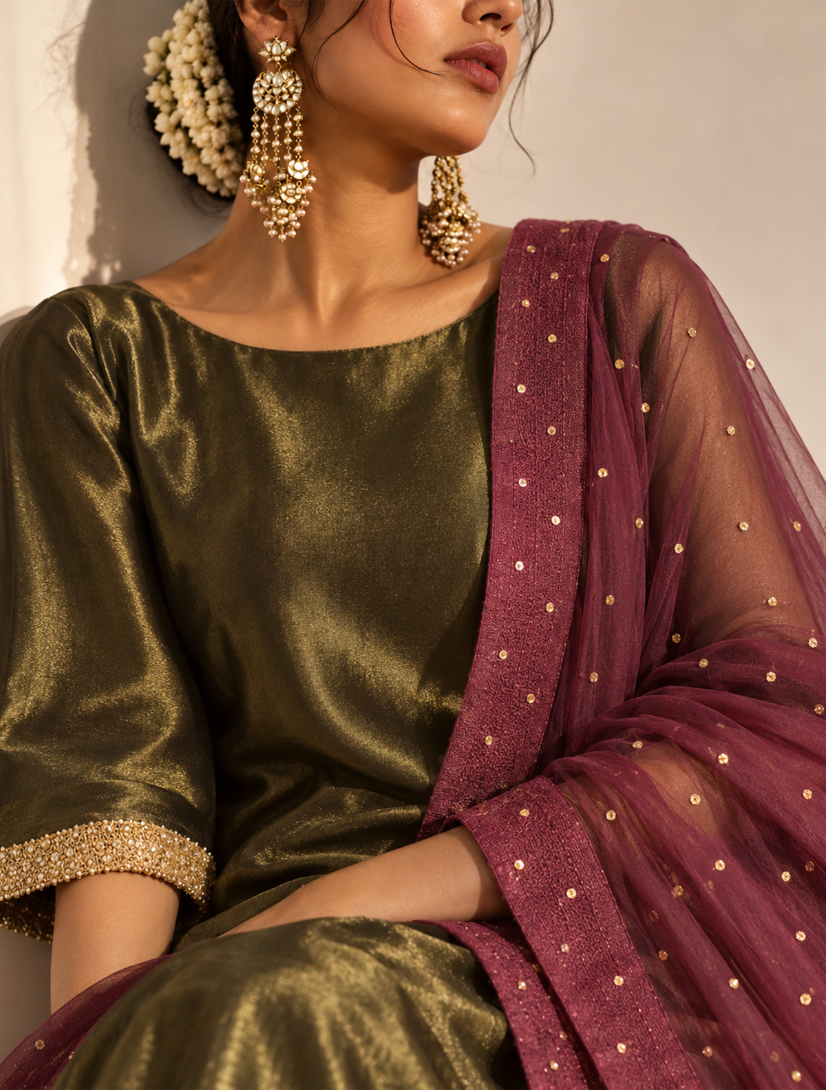 trueBrowns Cola Organza Dupatta