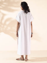 trueBrowns White Cotton Oversized Dress