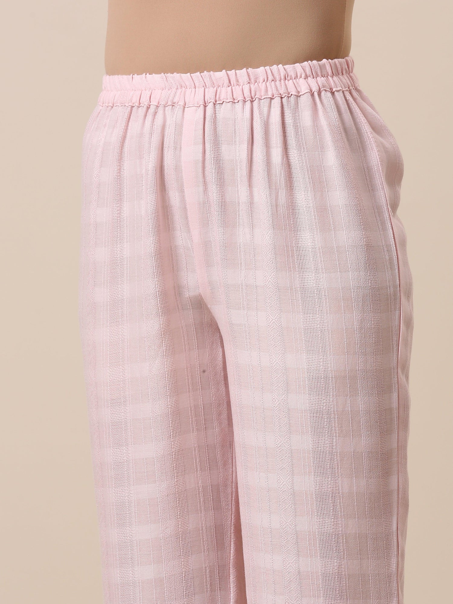 Cotton Rose Pink Flared Kurta Pant Set - trueBrowns