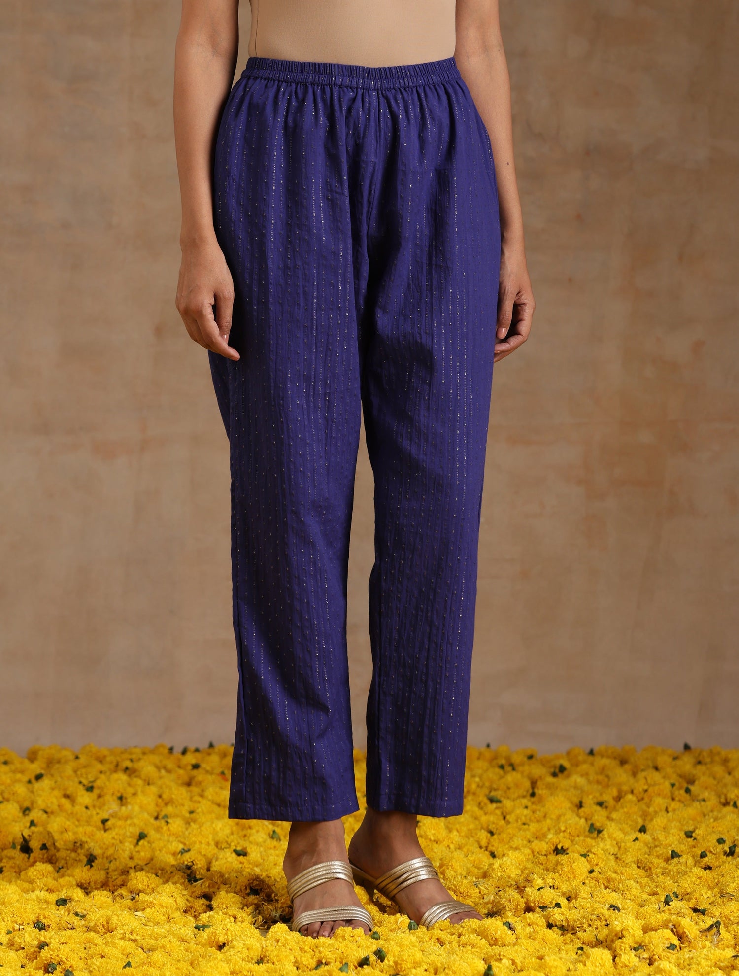 Spectrum Blue Gold Cotton Angrakha Kurta Set
