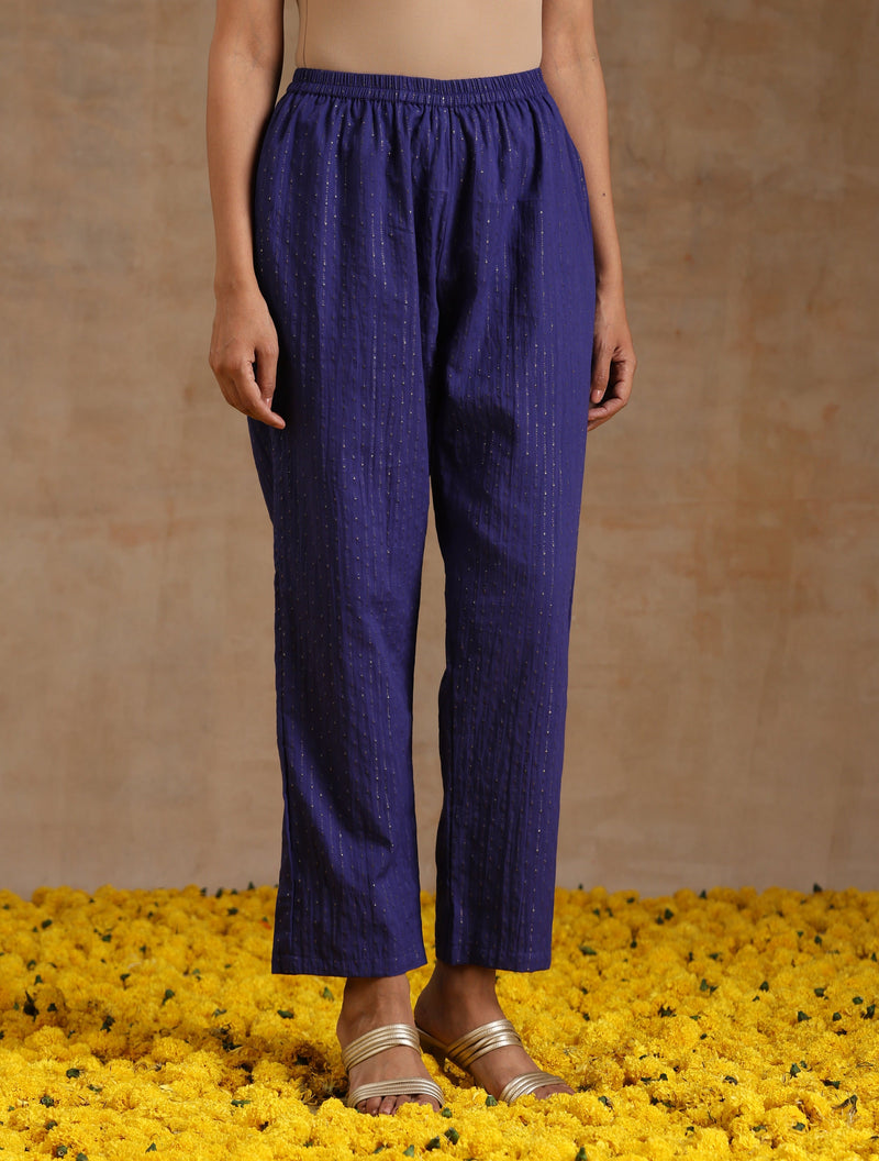 Spectrum Blue Gold Cotton Angrakha Kurta Set