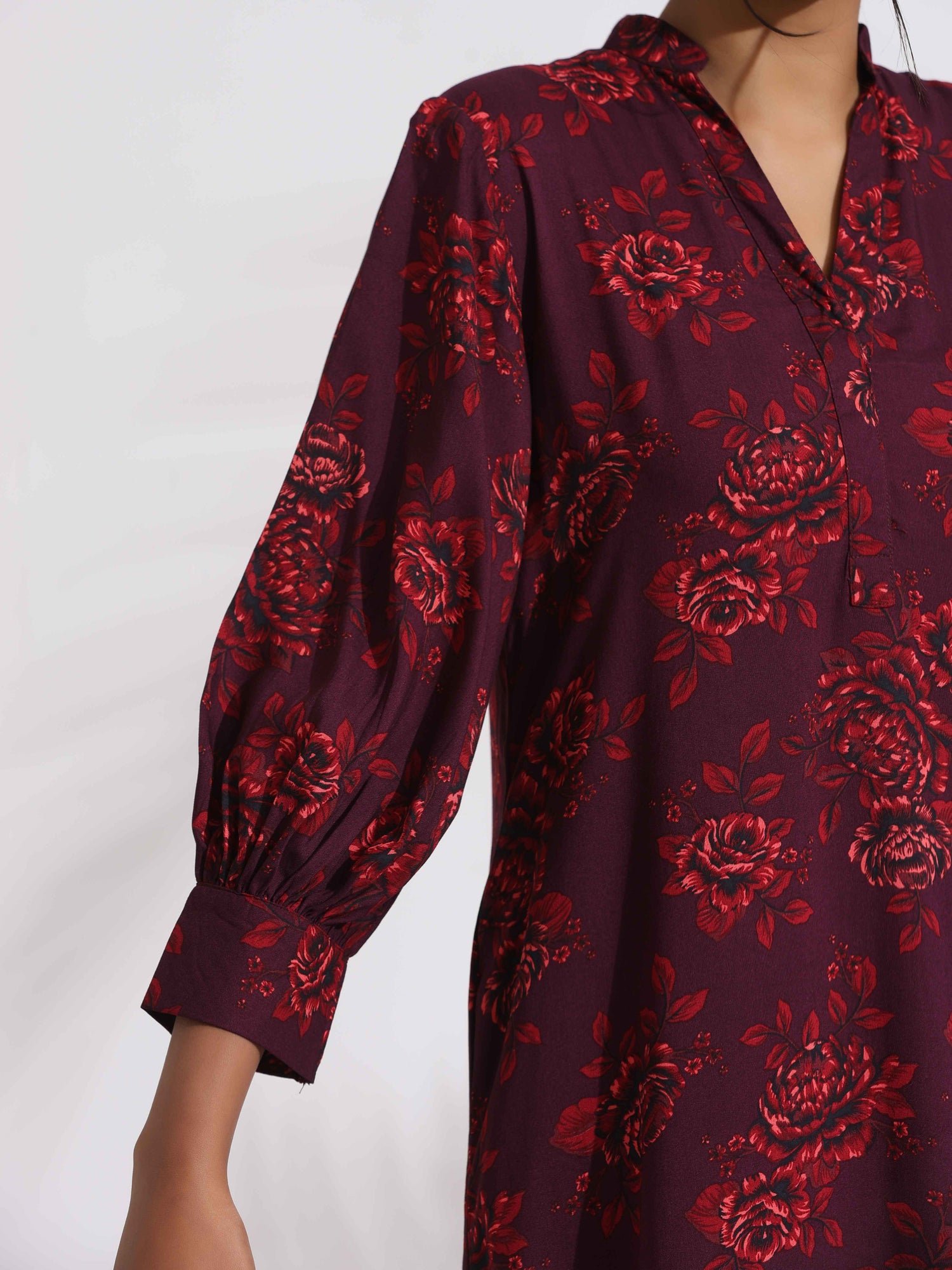 trueBrowns Purple Floral Print Kurta Set